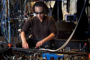 Monika Schleier-Smith in her lab