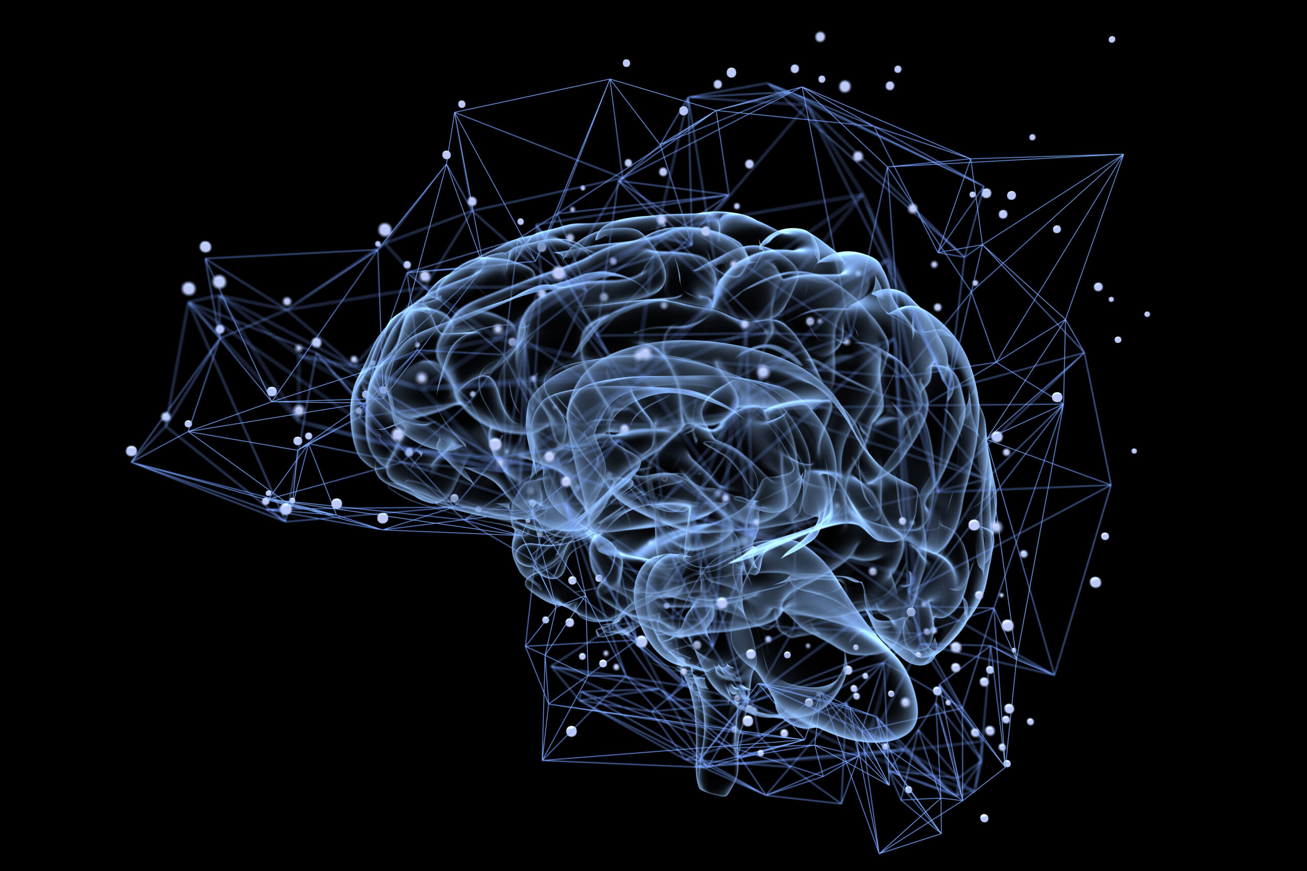 Digital illustration of a brain with neural network connections